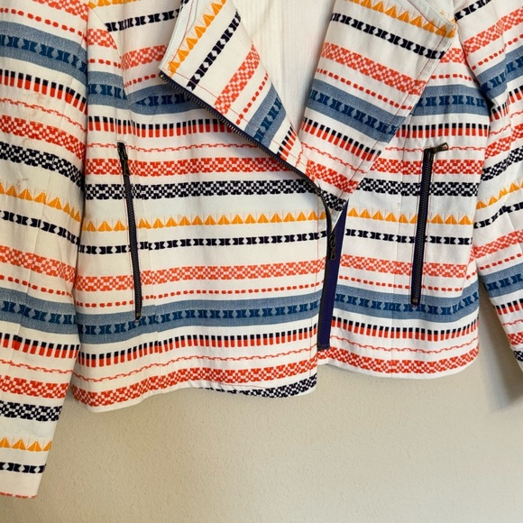 Trina Turk Jacket Blazer Size 8 Beatrix Tribal Embroidered Colorful Zip Up - Picture 9 of 16